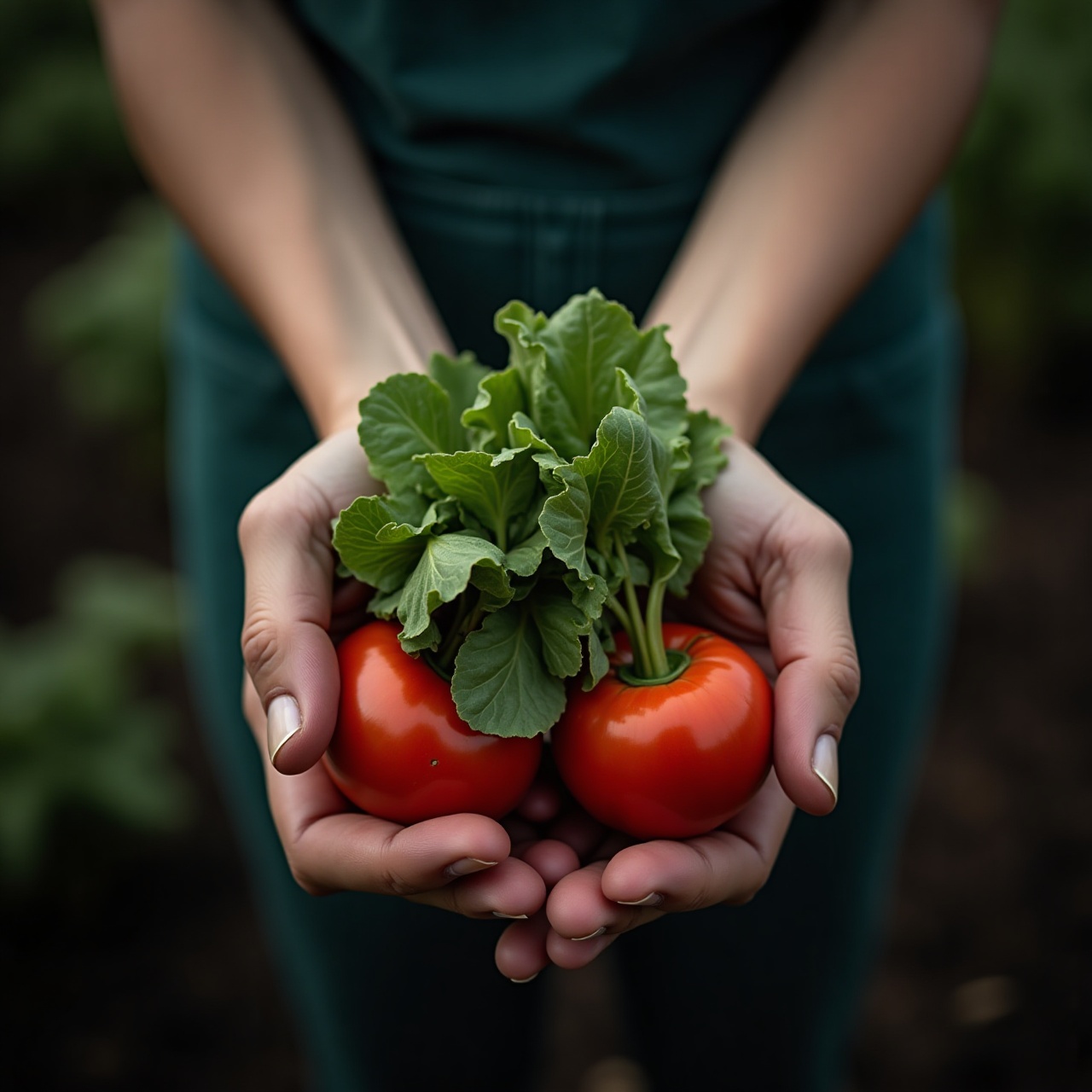 hands holding fresh vegetables