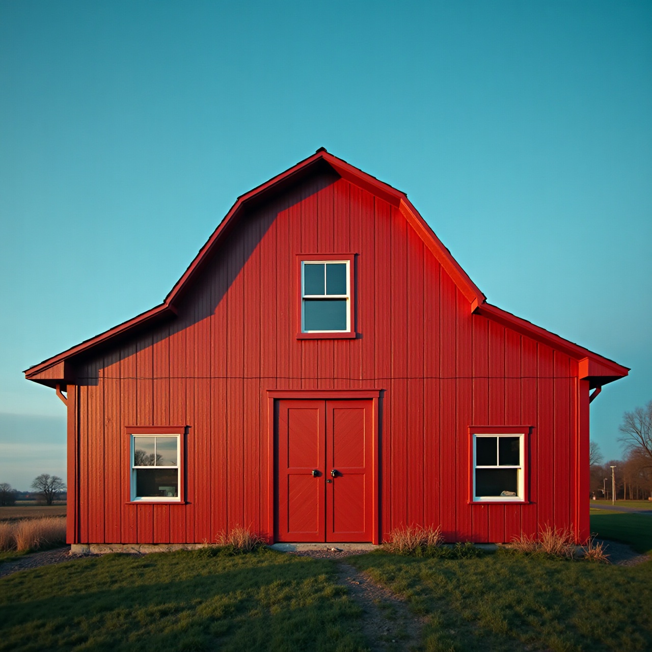 a red barn under open sky